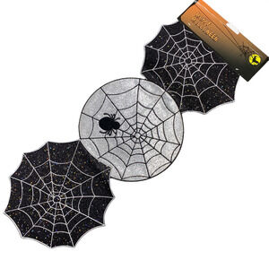 Jabara Group Spiderweb Halloween Centerpiece Table Runner 36 x 13 Black Silver